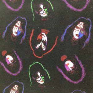 KISS Cotton Fabric 5 Yards Rock Band Music Gene Simmons Paul Stanley Ace Peter